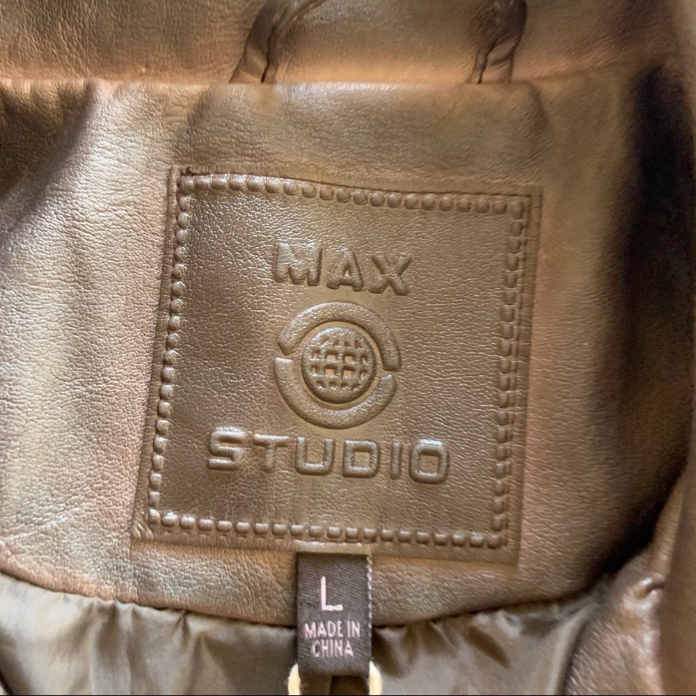 🌸New🌸 Max Studio Faux Leather Moto Jacket Sz L - Picture 3 of 10